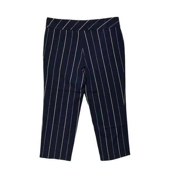 Investments Women's Navy W/White Stripes Soft Stretchy Capri Career Pants SZ 12S - Picture 2 of 7